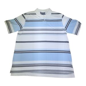 Bugle Boy White Blue Striped Polo Large